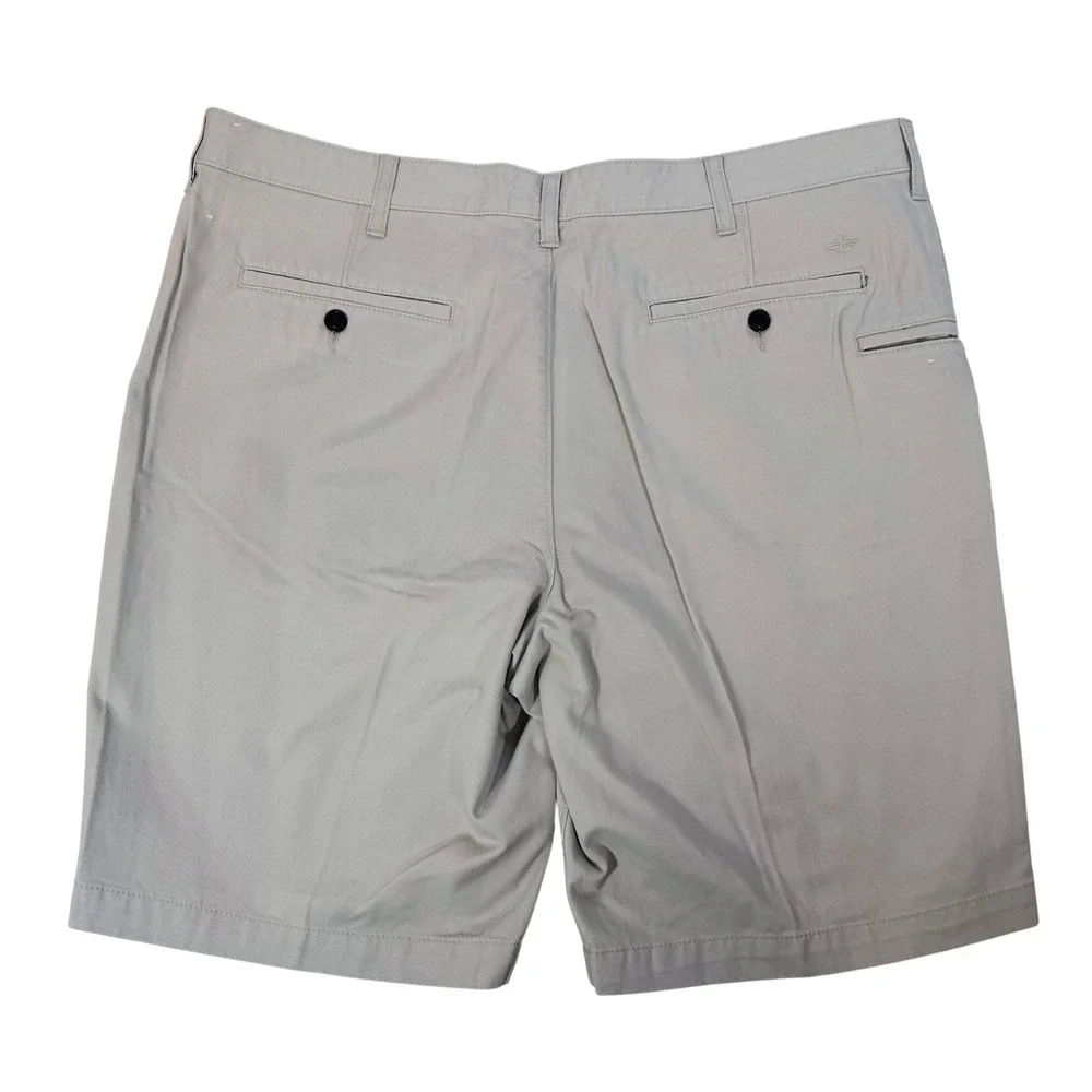 Dockers Men's Khaki Chino Shorts Tan Flat Front WaterLess Classic Fit‎ Size W40